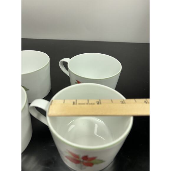 4 Block Spal Poinsettia Watercolors‎ Mary Lou Goertzen Coffee Cups Mugs EUC - Picture 5 of 11